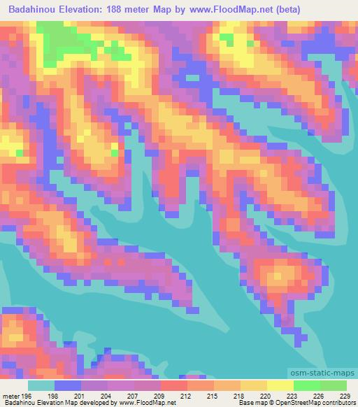 Badahinou,Ivory Coast Elevation Map
