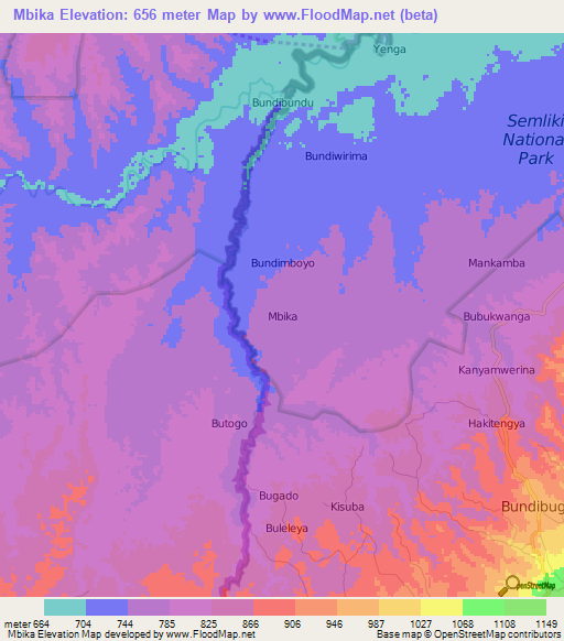 Mbika,Uganda Elevation Map