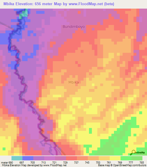 Mbika,Uganda Elevation Map