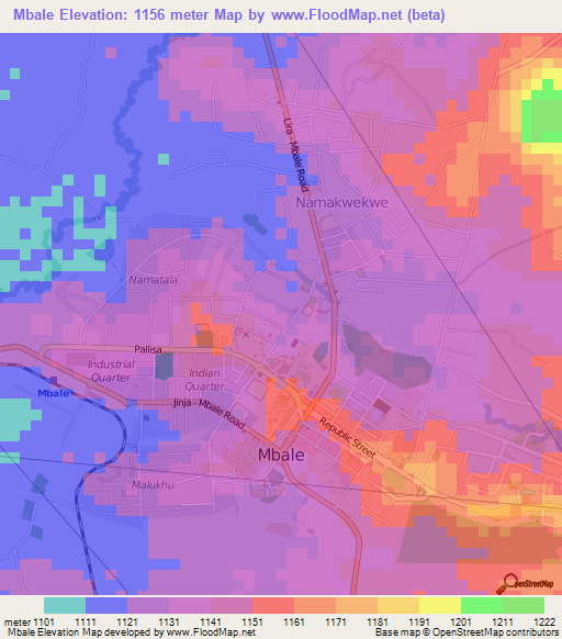 Mbale,Uganda Elevation Map