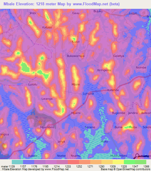 Mbale,Uganda Elevation Map