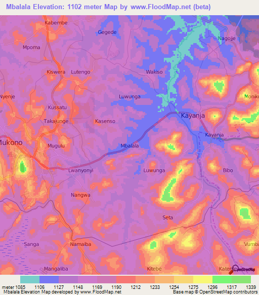 Mbalala,Uganda Elevation Map