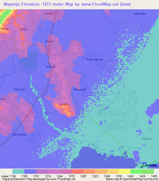 Mayanja,Uganda Elevation Map
