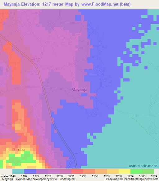 Mayanja,Uganda Elevation Map