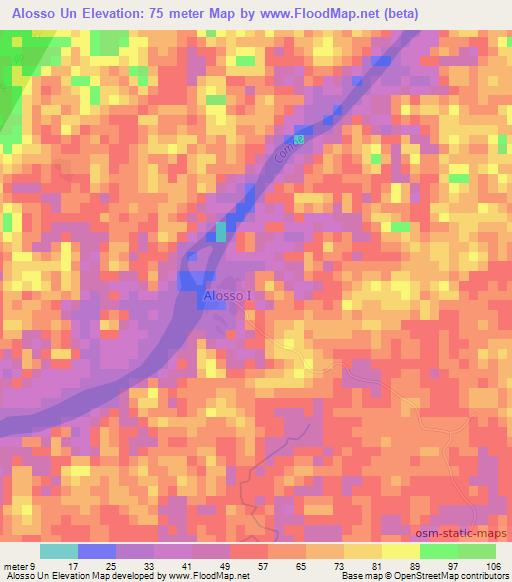 Alosso Un,Ivory Coast Elevation Map