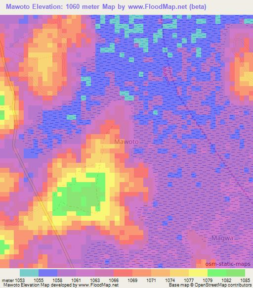 Mawoto,Uganda Elevation Map
