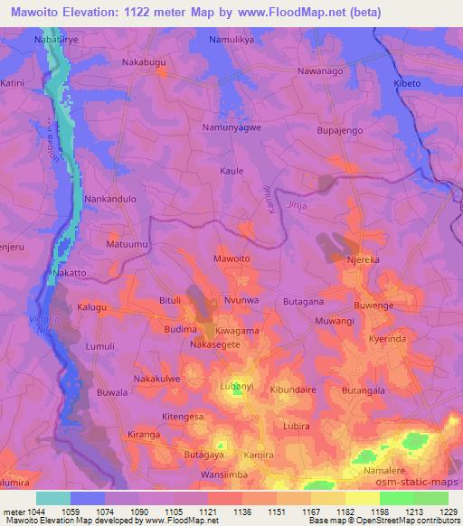 Mawoito,Uganda Elevation Map