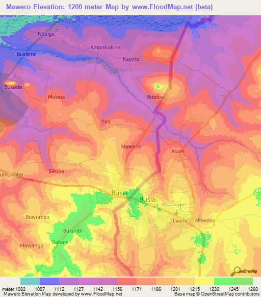 Mawero,Uganda Elevation Map