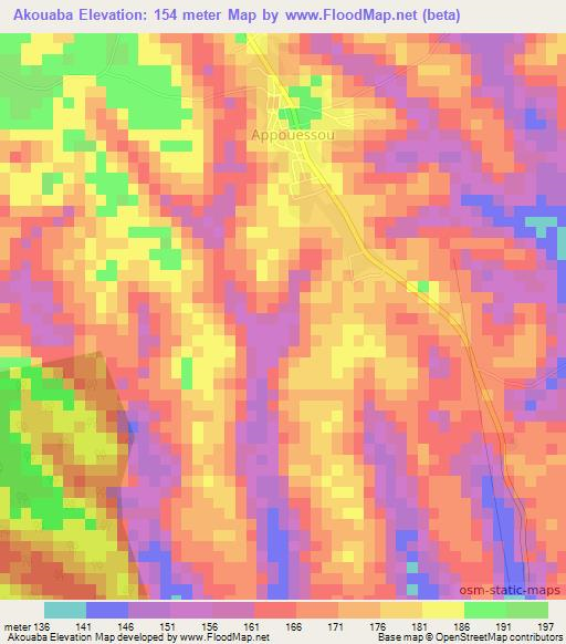 Akouaba,Ivory Coast Elevation Map