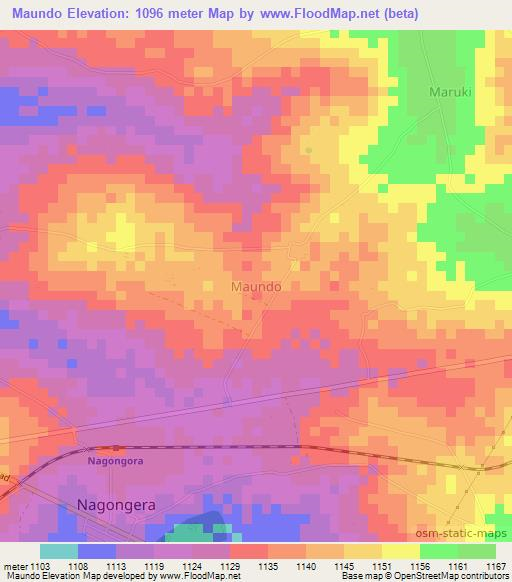 Maundo,Uganda Elevation Map