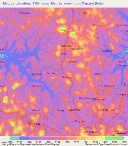 Matuga,Uganda Elevation Map