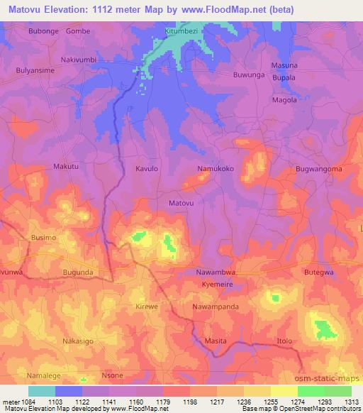Matovu,Uganda Elevation Map