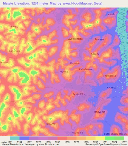 Matete,Uganda Elevation Map