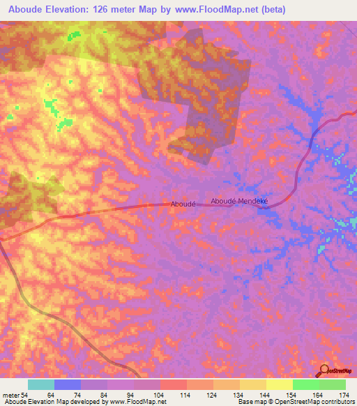 Aboude,Ivory Coast Elevation Map