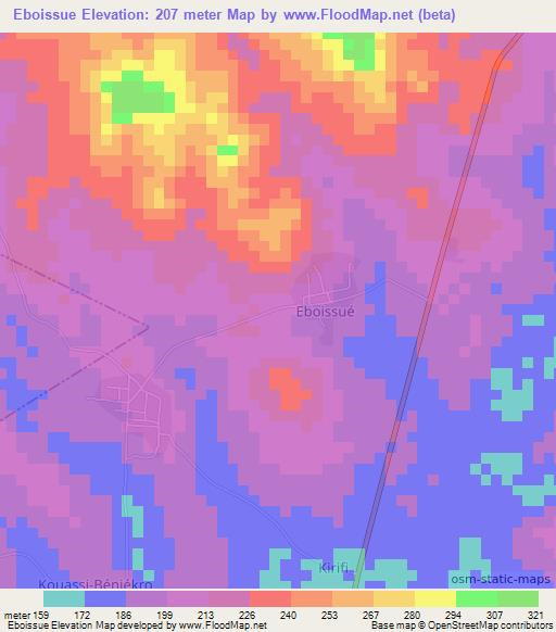 Eboissue,Ivory Coast Elevation Map