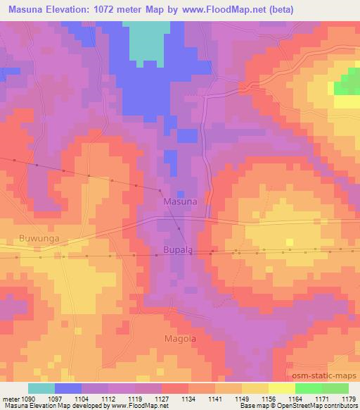 Masuna,Uganda Elevation Map