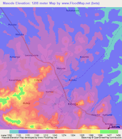 Masode,Uganda Elevation Map