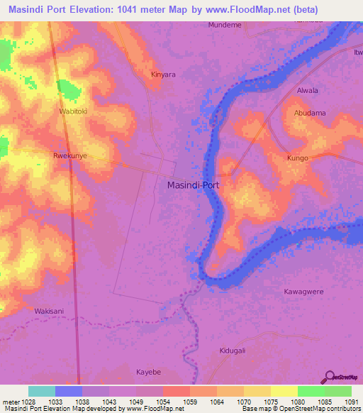 Masindi Port,Uganda Elevation Map