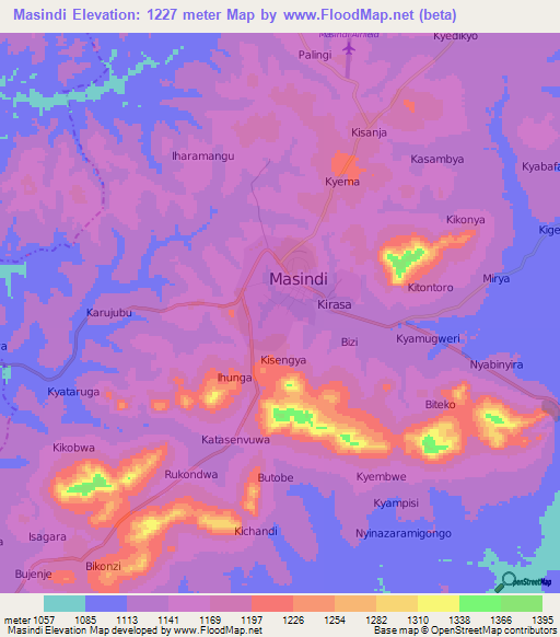 Masindi,Uganda Elevation Map