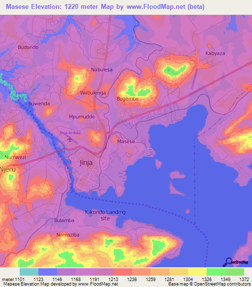 Masese,Uganda Elevation Map