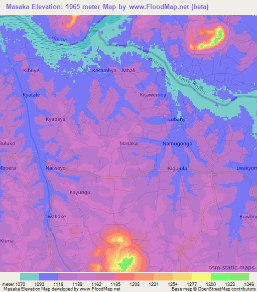 Masaka,Uganda Elevation Map