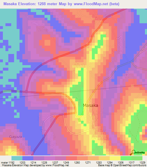 Masaka,Uganda Elevation Map
