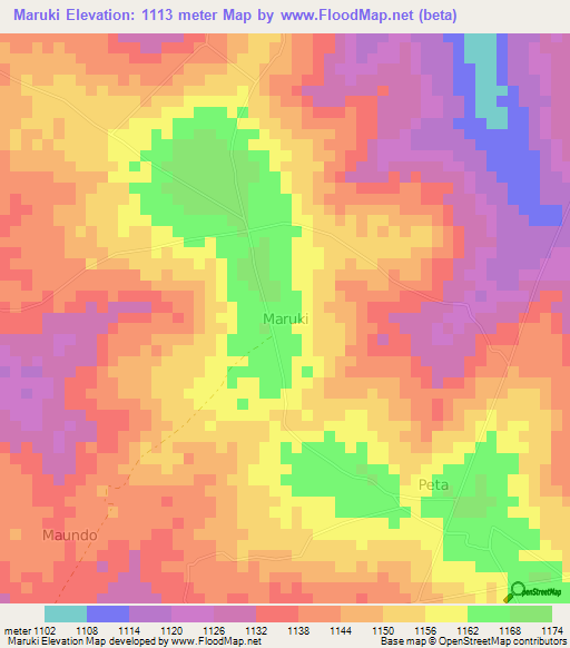Maruki,Uganda Elevation Map