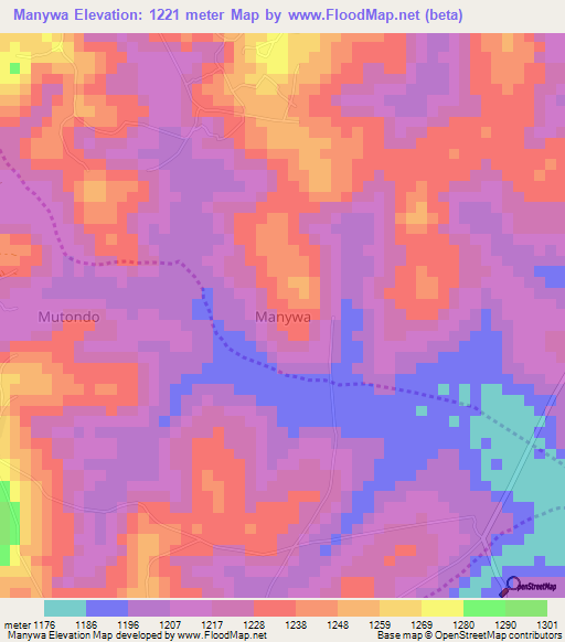 Manywa,Uganda Elevation Map