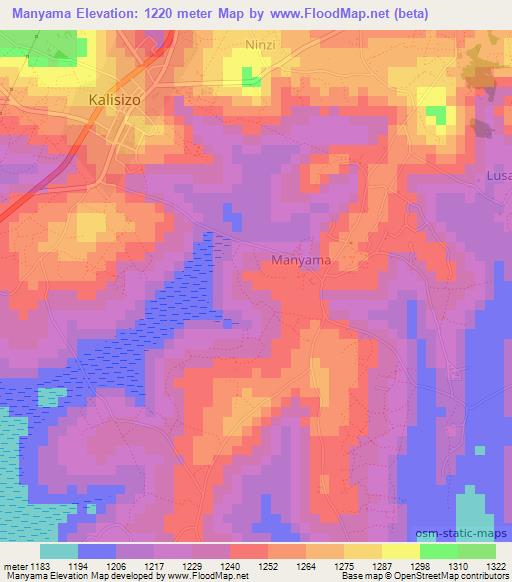 Manyama,Uganda Elevation Map