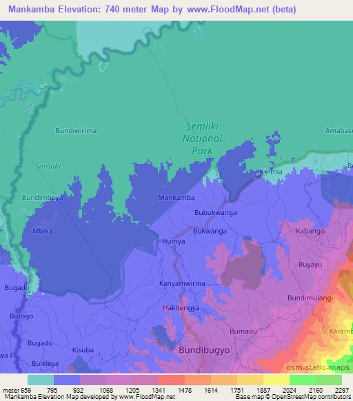 Mankamba,Uganda Elevation Map