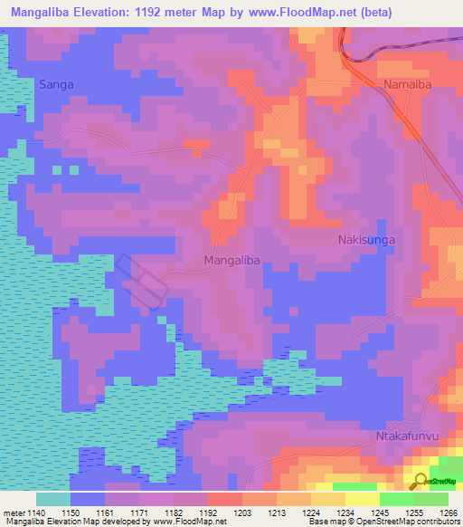 Mangaliba,Uganda Elevation Map