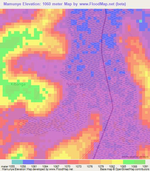 Mamunye,Uganda Elevation Map