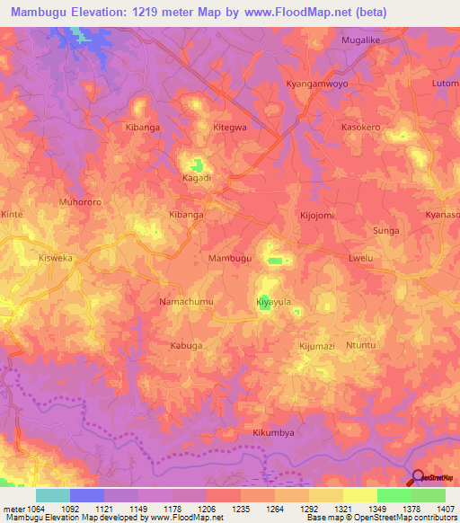 Mambugu,Uganda Elevation Map