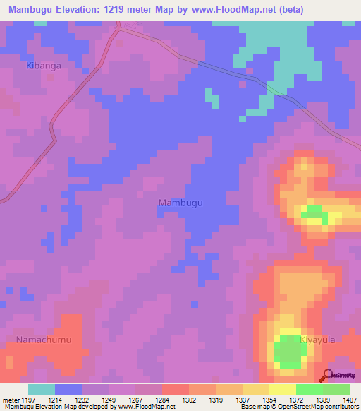 Mambugu,Uganda Elevation Map