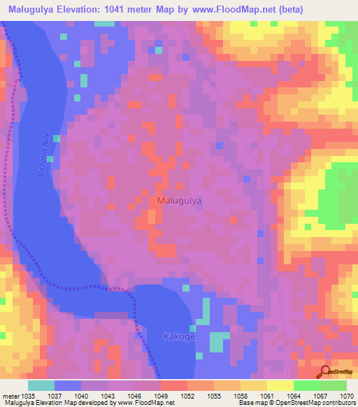 Malugulya,Uganda Elevation Map