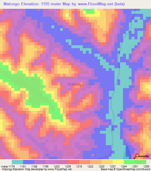 Malongo,Uganda Elevation Map