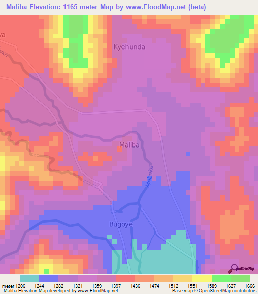Maliba,Uganda Elevation Map