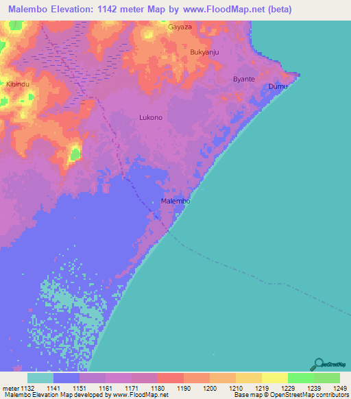 Malembo,Uganda Elevation Map