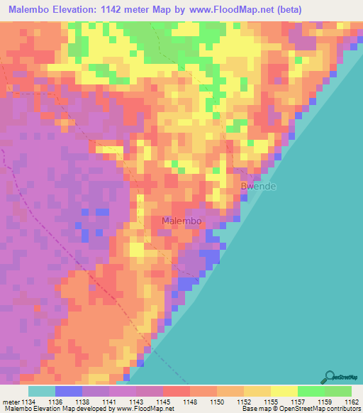 Malembo,Uganda Elevation Map