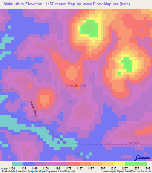 Makulubita,Uganda Elevation Map