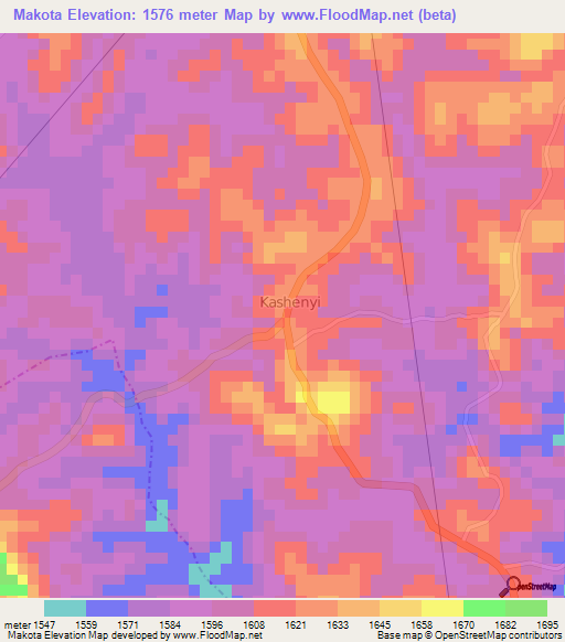 Makota,Uganda Elevation Map