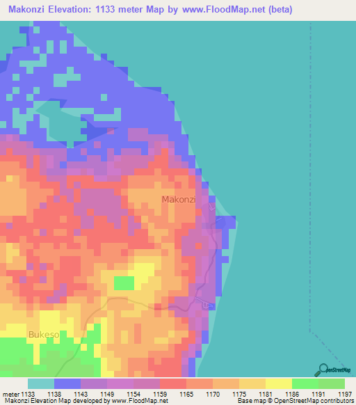 Makonzi,Uganda Elevation Map
