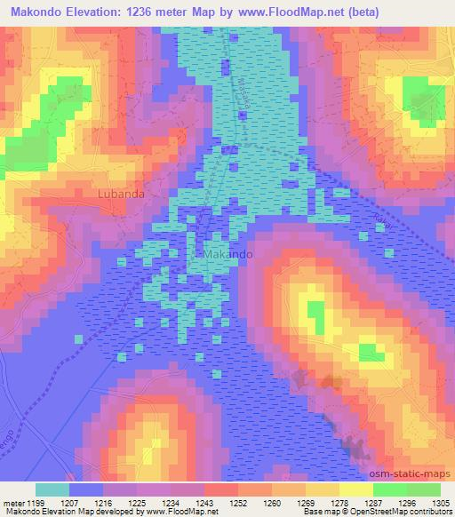 Makondo,Uganda Elevation Map