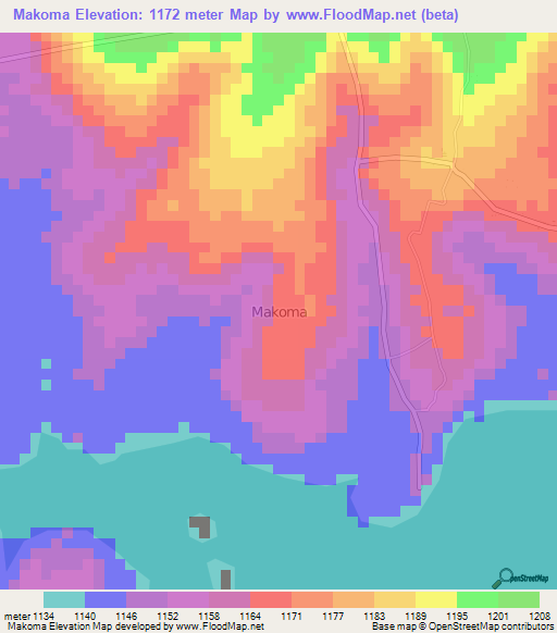 Makoma,Uganda Elevation Map