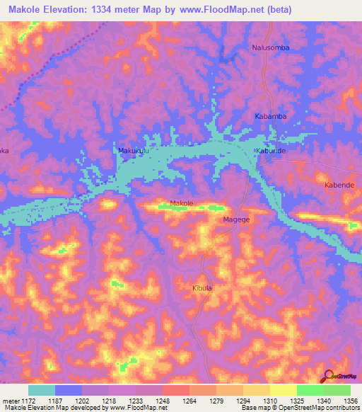 Makole,Uganda Elevation Map