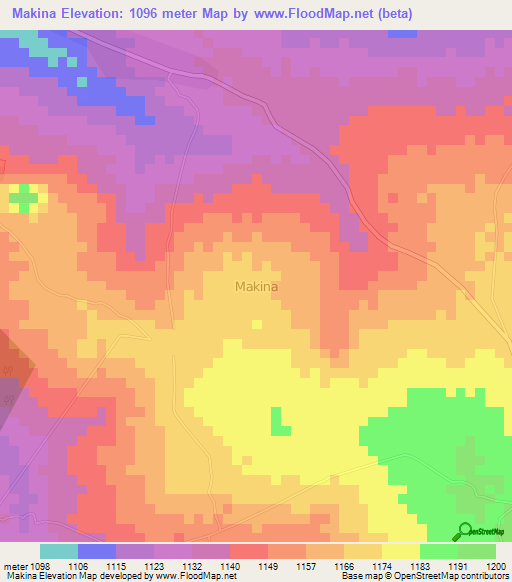Makina,Uganda Elevation Map