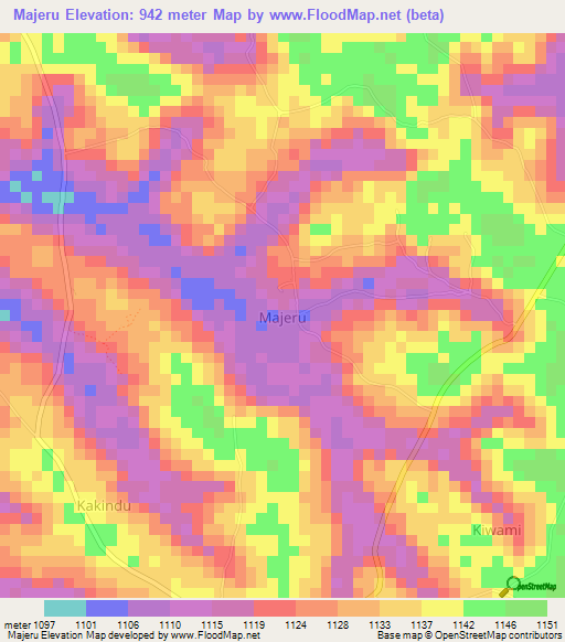 Majeru,Uganda Elevation Map