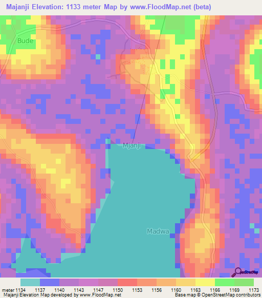 Majanji,Uganda Elevation Map