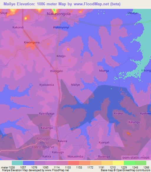 Mailye,Uganda Elevation Map