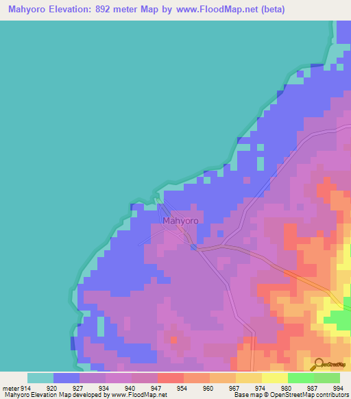 Mahyoro,Uganda Elevation Map
